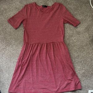 GAP Red and White Striped Midi Dress